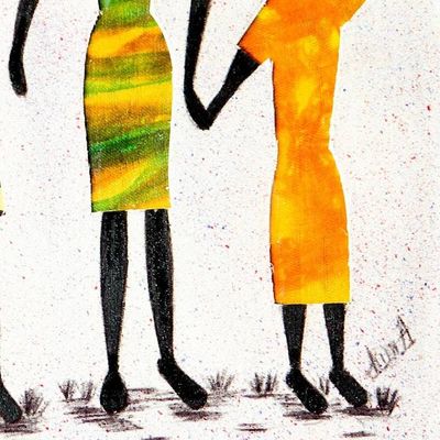 Alternate image for Folk Art Painting from Africa Working Together