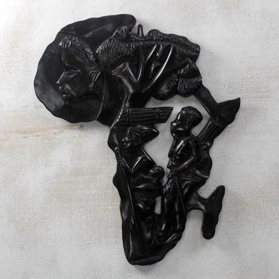Alternate image for Hand-Carved Sese Wood Africa Family Tree Wall Sculpture Africa Family Tree