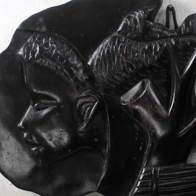 Alternate image for Hand-Carved Sese Wood Africa Family Tree Wall Sculpture Africa Family Tree