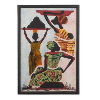 Primary image for Handcrafted Batik Painting of African People from Guatemala Porters