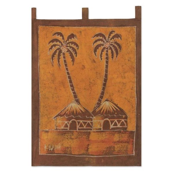 Alternate image for African Cotton Batik Folk Art Wall Hanging Sankofa Aklowa