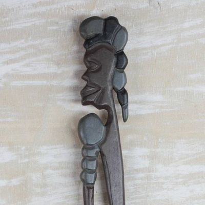 Alternate image for Brown Mansonia Wood Wall Sculpture from Ghana Drummers Chant