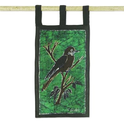 Alternate image for Batik Cotton Bird-Themed Wall Hanging from Ghana Cinnamon-Chested Bee Eater