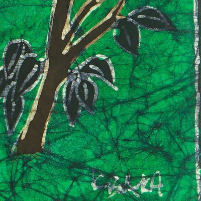 Alternate image for Batik Cotton Bird-Themed Wall Hanging from Ghana Cinnamon-Chested Bee Eater
