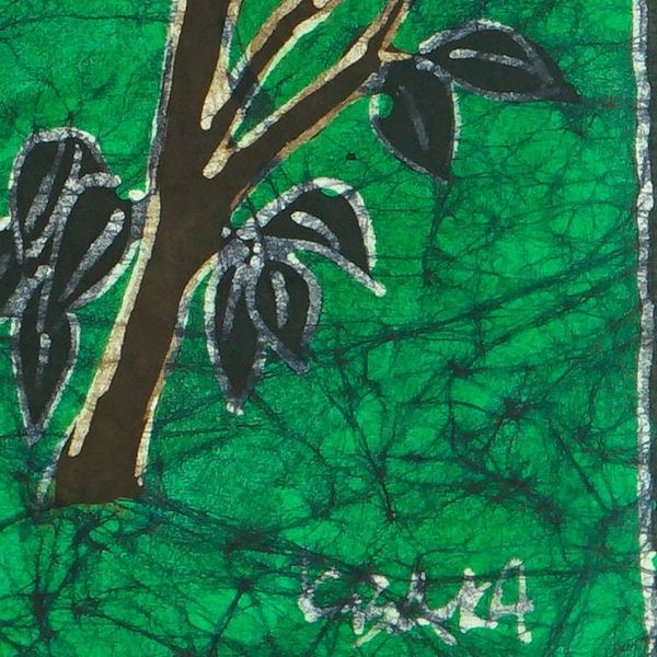 Alternate image for Batik Cotton Bird-Themed Wall Hanging from Ghana Cinnamon-Chested Bee Eater