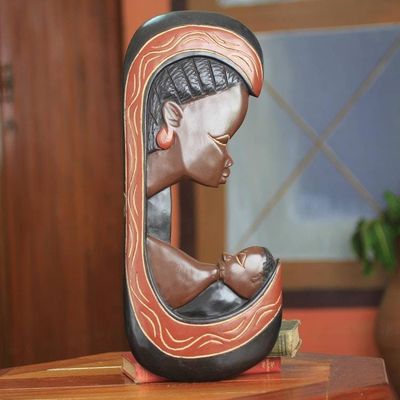 Alternate image for African Wood Wall Sculpture Motherly Love
