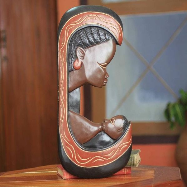 Alternate image for African Wood Wall Sculpture Motherly Love
