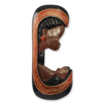 Alternate image for African Wood Wall Sculpture Motherly Love