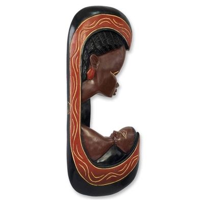 Alternate image for African Wood Wall Sculpture Motherly Love
