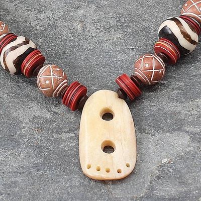 Alternate image for Handmade Ceramic Pendant Necklace African Goddess