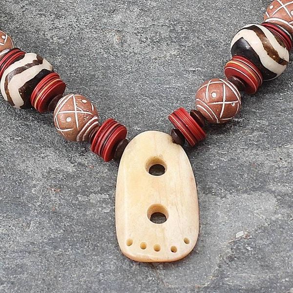 Alternate image for Handmade Ceramic Pendant Necklace African Goddess