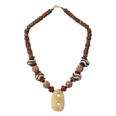 Alternate image for Handmade Ceramic Pendant Necklace African Goddess