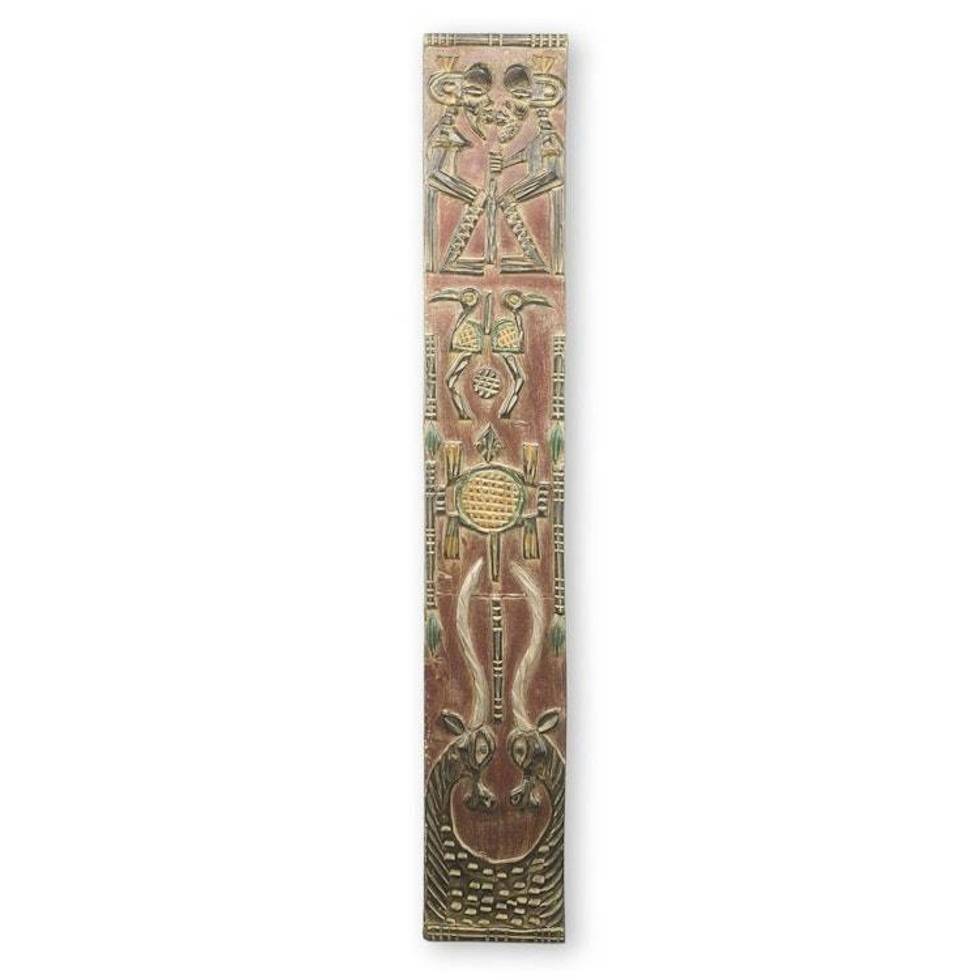 Wall Relief Panel with Animal Motifs by African Artisan 'Bambara Dogon Board'