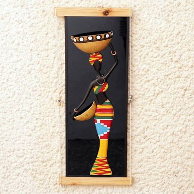 Alternate image for Colorful Calabash Gourd and Glass Wall Art of Vigorous Woman Joyous Goddess