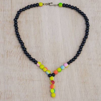 Alternate image for Ghanaian Artisan Arranged Recycled Glass Pendant Necklace Falling Color