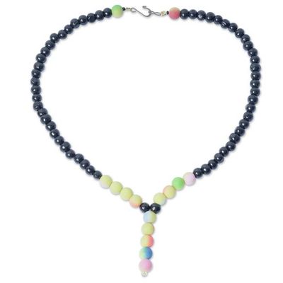 Alternate image for Ghanaian Artisan Arranged Recycled Glass Pendant Necklace Falling Color