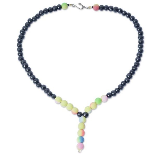 Alternate image for Ghanaian Artisan Arranged Recycled Glass Pendant Necklace Falling Color