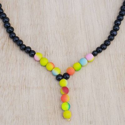 Alternate image for Ghanaian Artisan Arranged Recycled Glass Pendant Necklace Falling Color