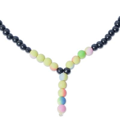 Alternate image for Ghanaian Artisan Arranged Recycled Glass Pendant Necklace Falling Color
