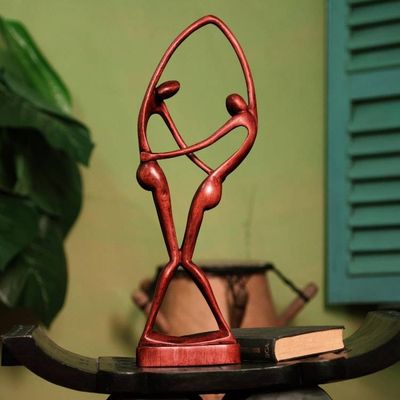 Alternate image for Fair Trade Romantic Wood Sculpture Dancers in Brown