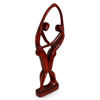 Alternate image for Fair Trade Romantic Wood Sculpture Dancers in Brown
