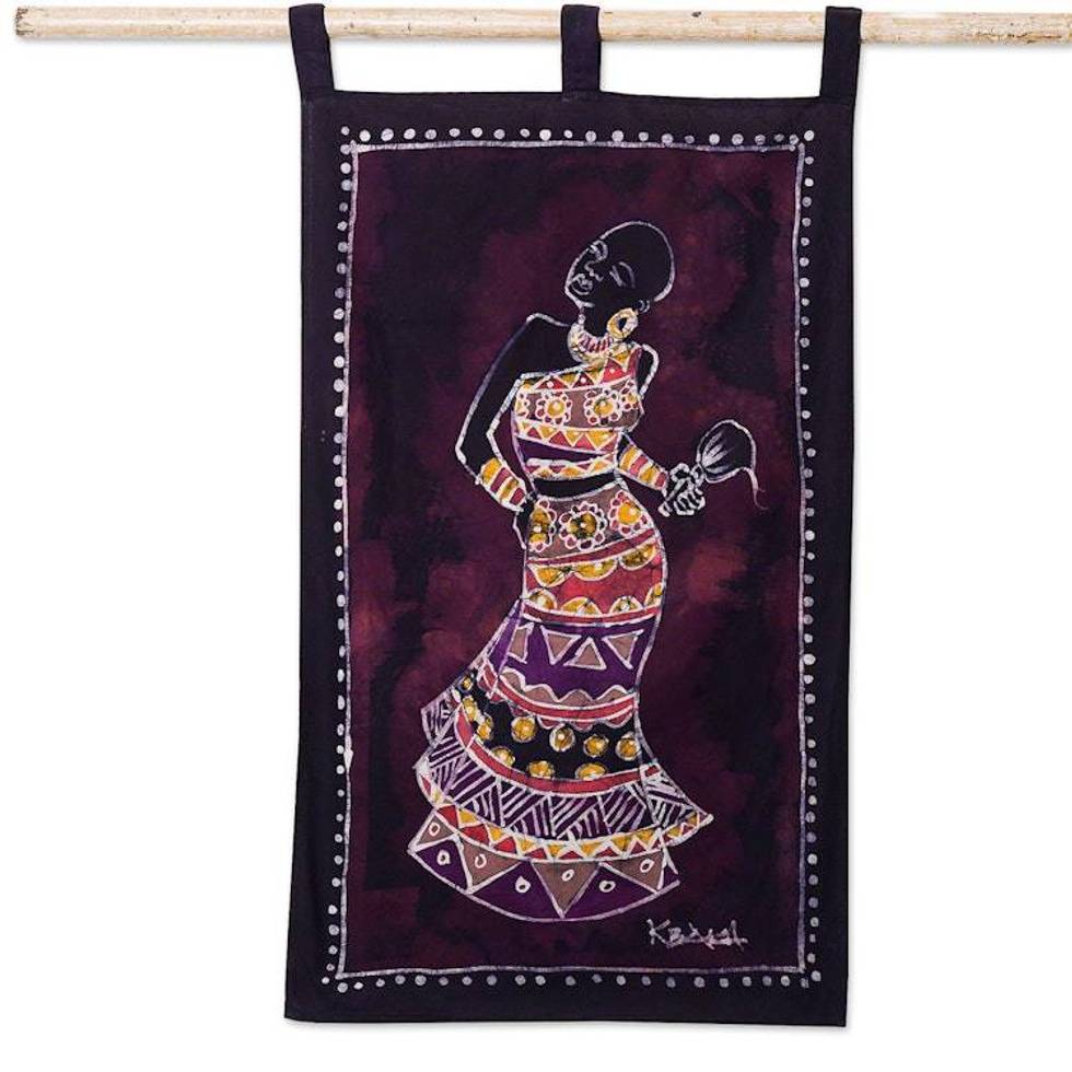 Ghanaian Cotton Wall Hanging of Dancing Woman 'Empress Dance'