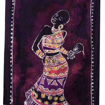 Alternate image for Ghanaian Cotton Wall Hanging of Dancing Woman Empress Dance