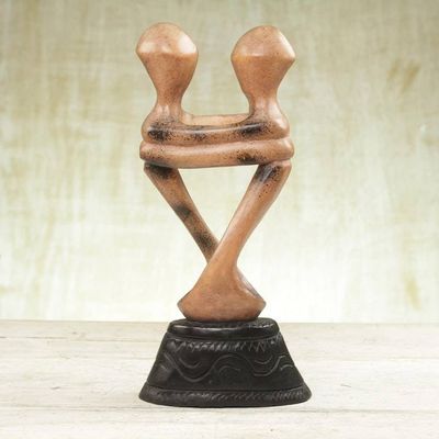 Alternate image for Artisan Crafted Romantic Wood Sculpture Moment of Love