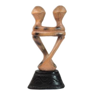 Alternate image for Artisan Crafted Romantic Wood Sculpture Moment of Love