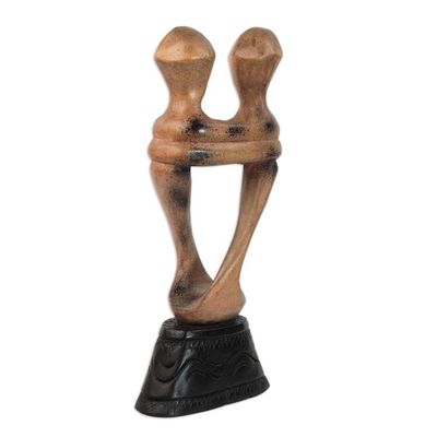 Alternate image for Artisan Crafted Romantic Wood Sculpture Moment of Love