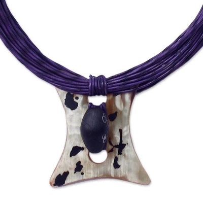 Alternate image for Leather Horn Pendant Necklace Atani