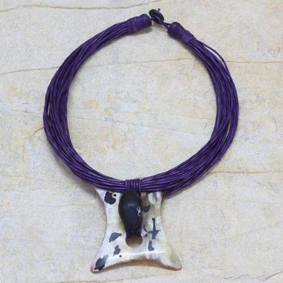 Alternate image for Leather Horn Pendant Necklace Atani