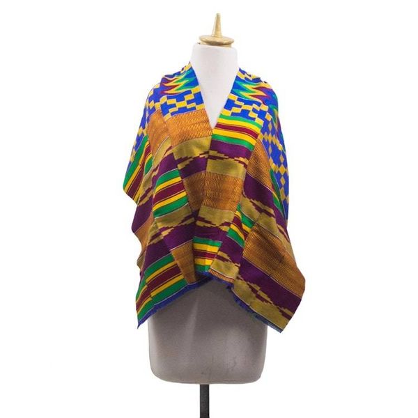 Alternate image for Handwoven Cotton Blend Kente Cloth Shawl 17 inch width Fathia Beauty