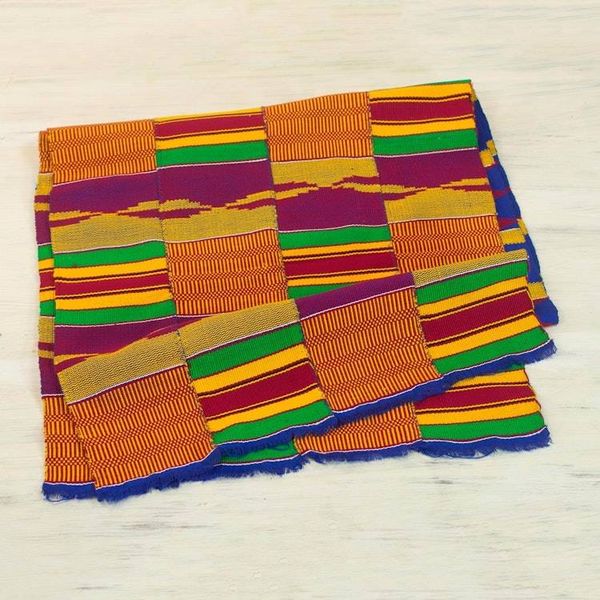 Alternate image for Handwoven Cotton Blend Kente Cloth Shawl 17 inch width Fathia Beauty