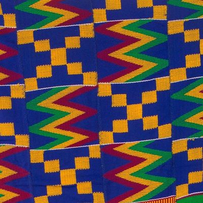 Alternate image for Handwoven Cotton Blend Kente Cloth Shawl 17 inch width Fathia Beauty