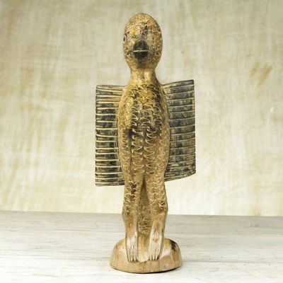 Alternate image for Hand Carved African Wood Sculpture of Dove from Ghana Dove