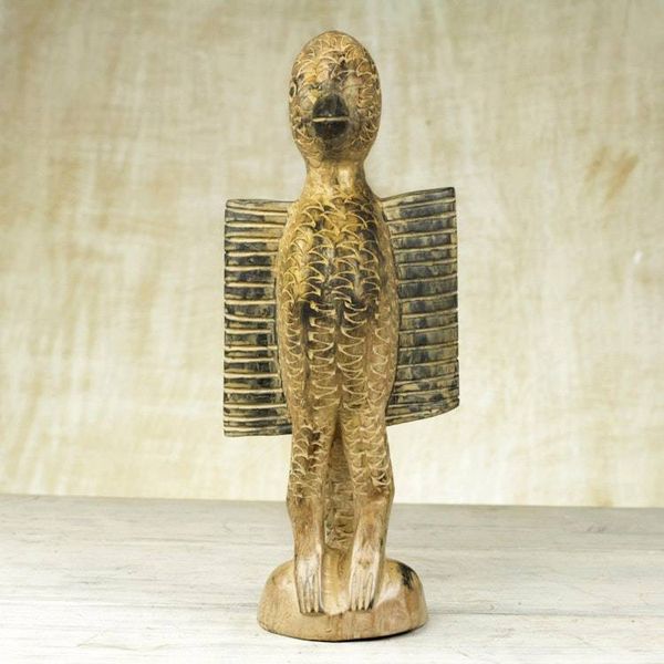 Alternate image for Hand Carved African Wood Sculpture of Dove from Ghana Dove