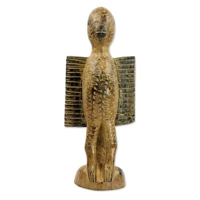 Alternate image for Hand Carved African Wood Sculpture of Dove from Ghana Dove