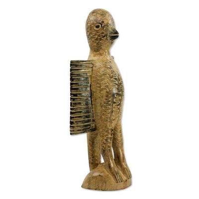 Alternate image for Hand Carved African Wood Sculpture of Dove from Ghana Dove