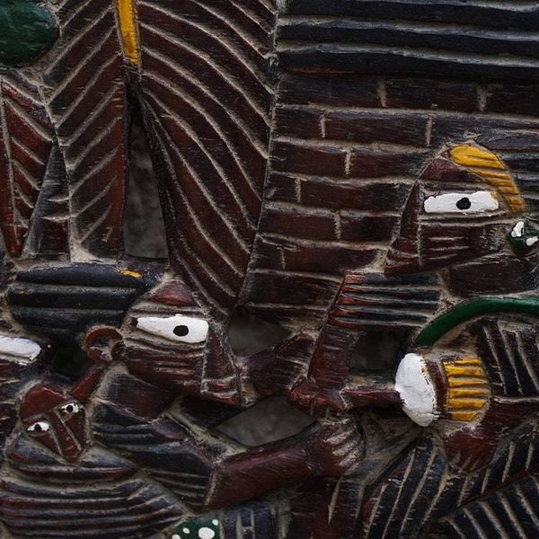 Alternate image for Handmade African Redwood Relief Panel Afashe