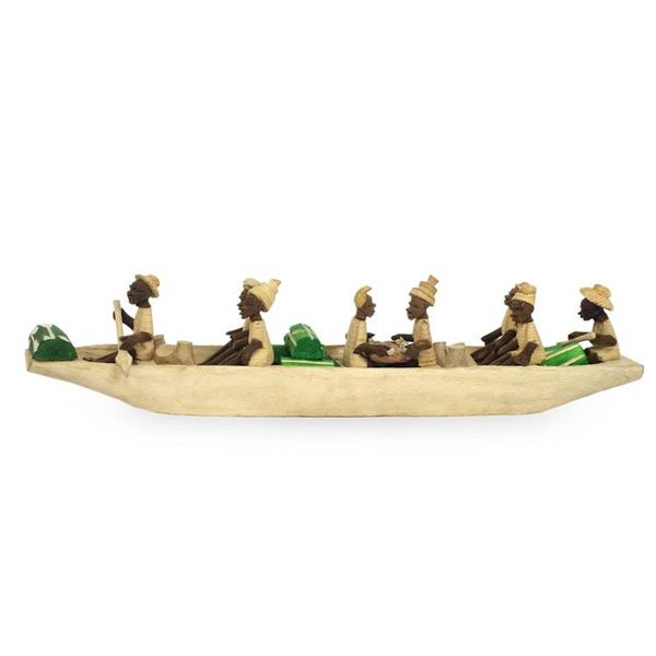 Alternate image for African Wood Sculpture Boat of Eight