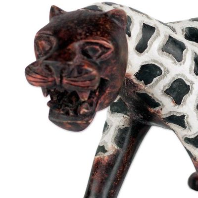 Alternate image for Sese Wood Sculpture of a Tiger with Spots from Ghana Spotted Tiger