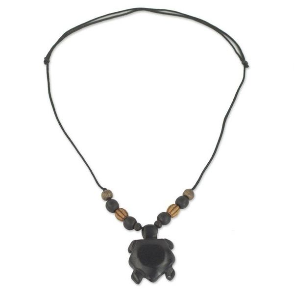 Alternate image for Sese Wood and Bamboo Tortoise Pendant Necklace from Ghana Longevity Tortoise