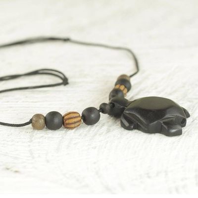 Alternate image for Sese Wood and Bamboo Tortoise Pendant Necklace from Ghana Longevity Tortoise