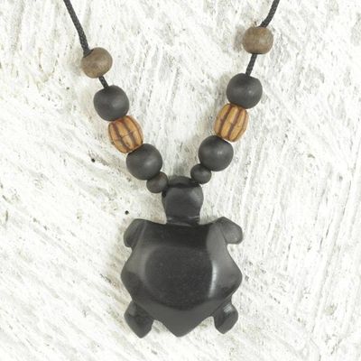 Alternate image for Sese Wood and Bamboo Tortoise Pendant Necklace from Ghana Longevity Tortoise