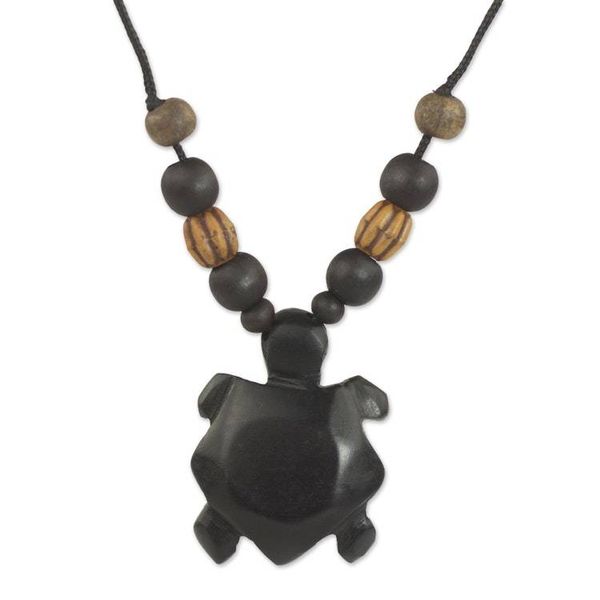 Alternate image for Sese Wood and Bamboo Tortoise Pendant Necklace from Ghana Longevity Tortoise