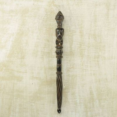Alternate image for Sese Wood Male Decorative Wall Accent by Ghanaian Artisans Guro Power