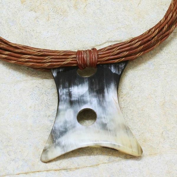 Alternate image for Mens horn and leather necklace Jumai