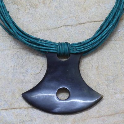 Alternate image for Leather and Horn Pendant Necklace Laraba