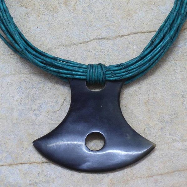 Alternate image for Leather and Horn Pendant Necklace Laraba